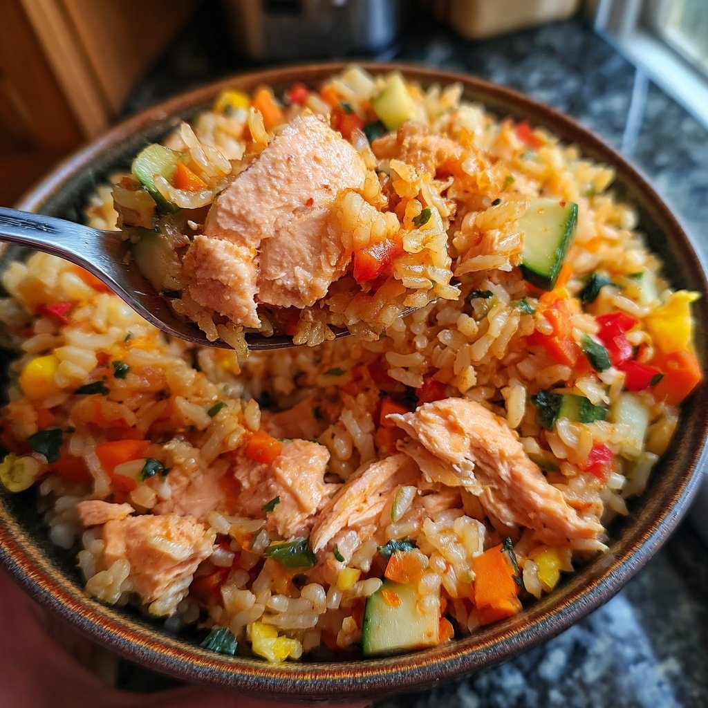 High Protein Salmon Rice Bowl