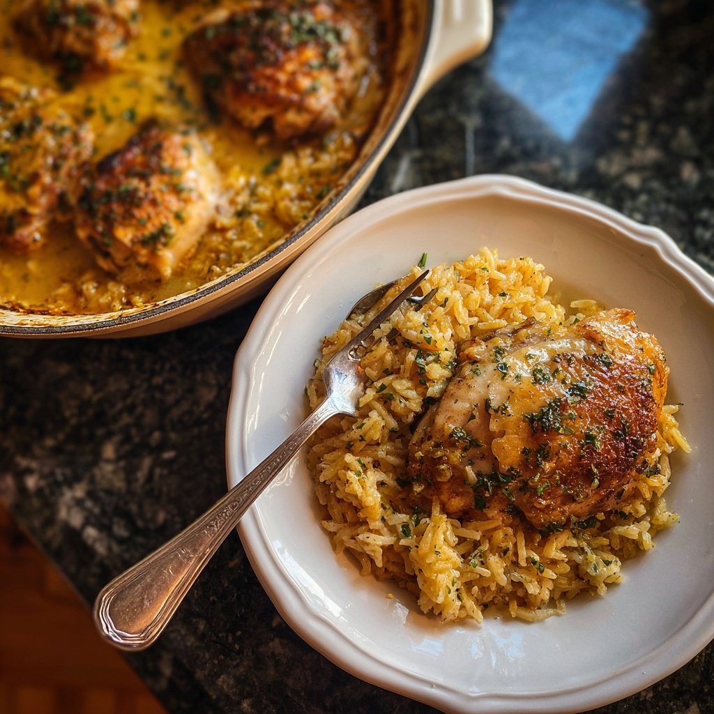 Garlic Butter Chicken And Rice Dinner