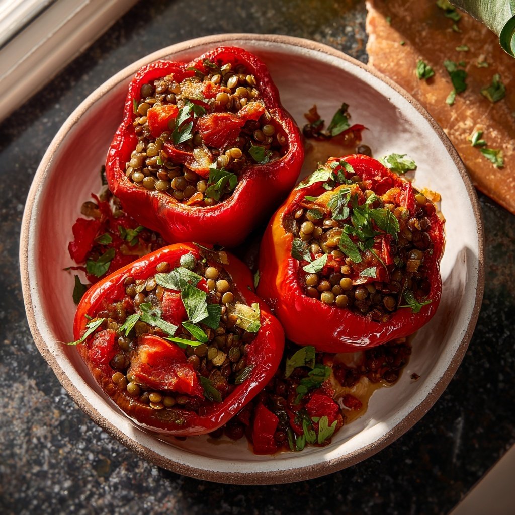 Mediterranean Lentil Stuffed Peppers