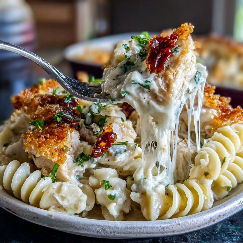 Creamy Garlic Chicken Pasta Bake